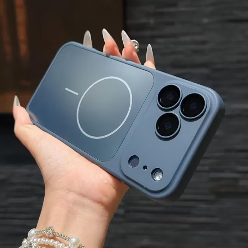 Premium Matte AG Glass Converter Case to iPhone 17 Pro Max, Aesthetic MagSafe Converter Back Cover (Deep Blue)
