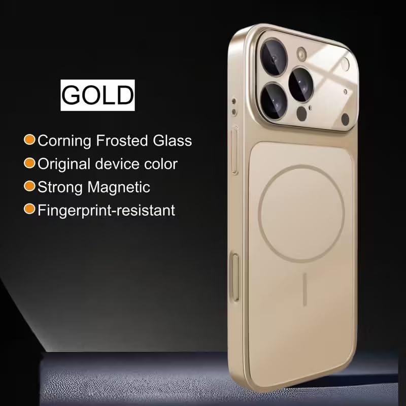 Premium Matte AG Glass Converter Case to iPhone 17 Pro Max, Aesthetic MagSafe Converter Back Cover (Light Gold)