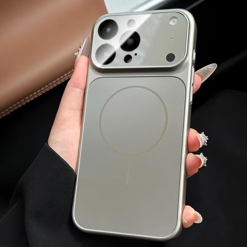 Premium Matte AG Glass Converter Case to iPhone 17 Pro Max, Aesthetic MagSafe Converter Back Cover (Steel Gray)