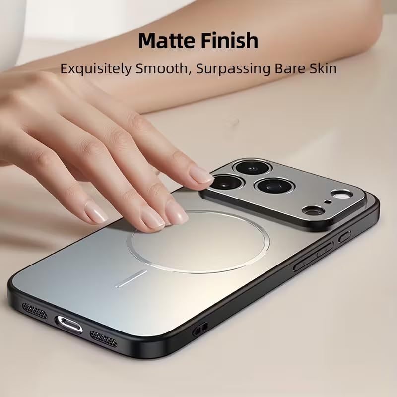 Premium Matte AG Glass Converter Case to iPhone 17 Pro Max, Aesthetic MagSafe Converter Back Cover (Silver Titanium)