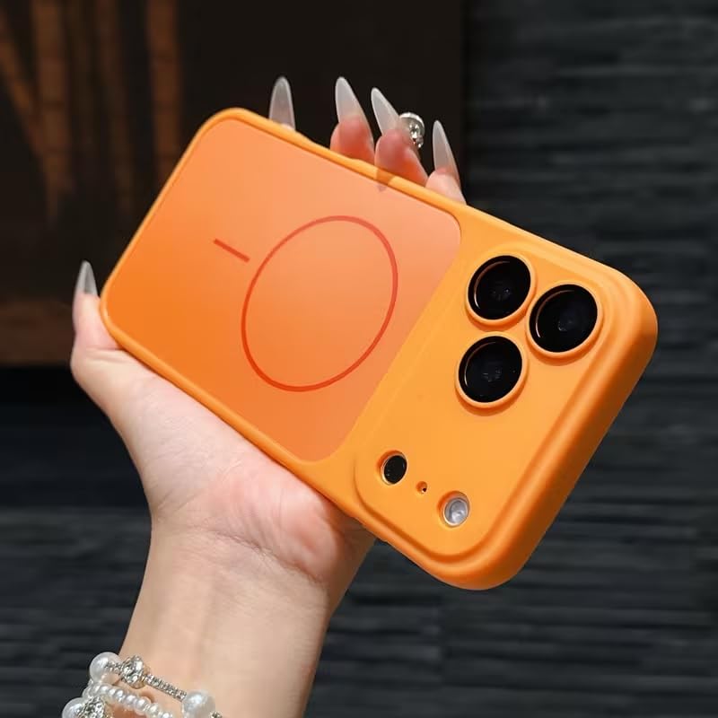 Premium Matte AG Glass Converter Case to iPhone 17 Pro Max, Aesthetic MagSafe Converter Back Cover (Cosmic Orange)
