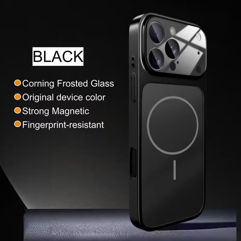 Premium Matte AG Glass Converter Case to iPhone 17 Pro Max, Aesthetic MagSafe Converter Back Cover (Black Titanium)