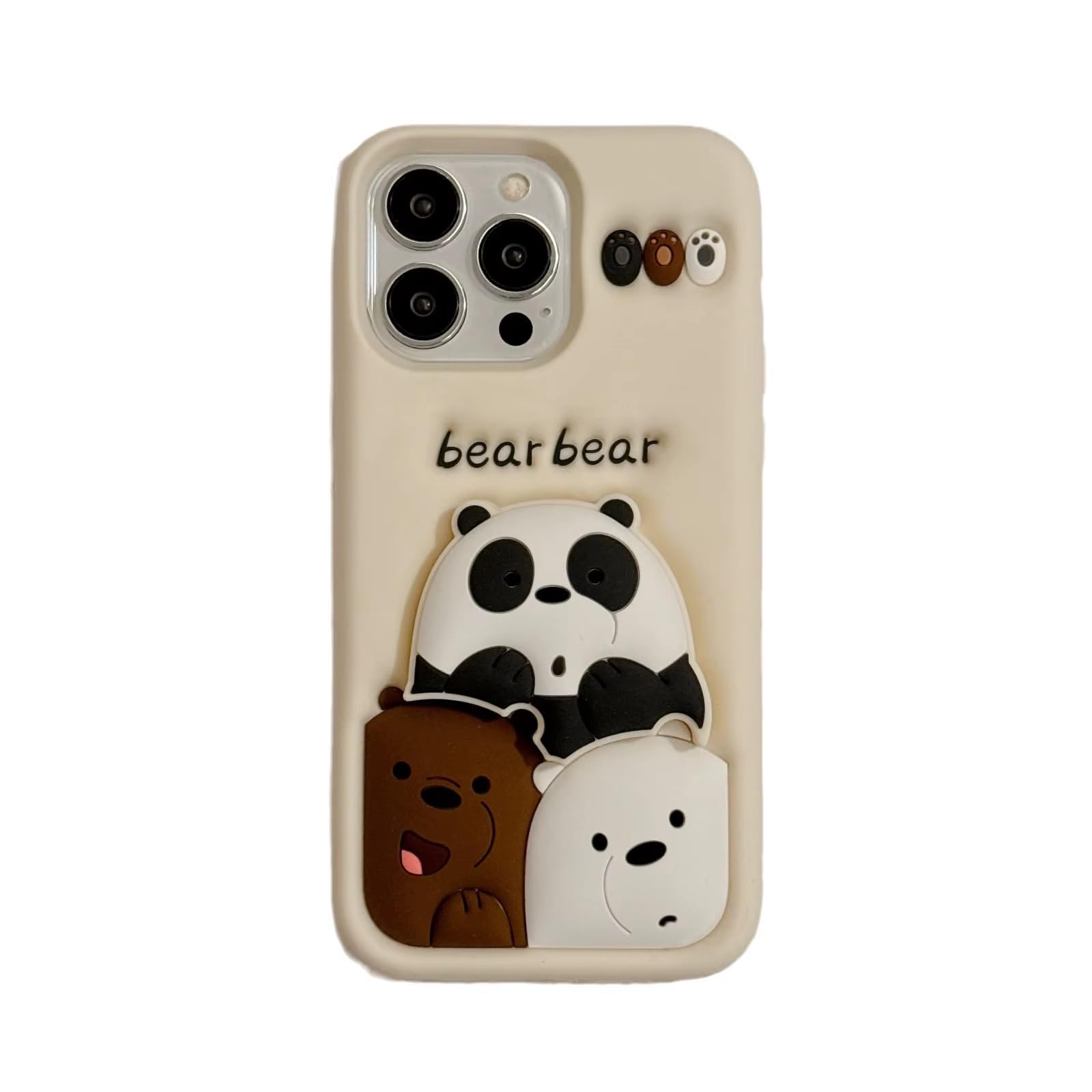 3D Cute Bear Teddy Cartoon Cool Case  With Pop Phone Holder For Panda Lover