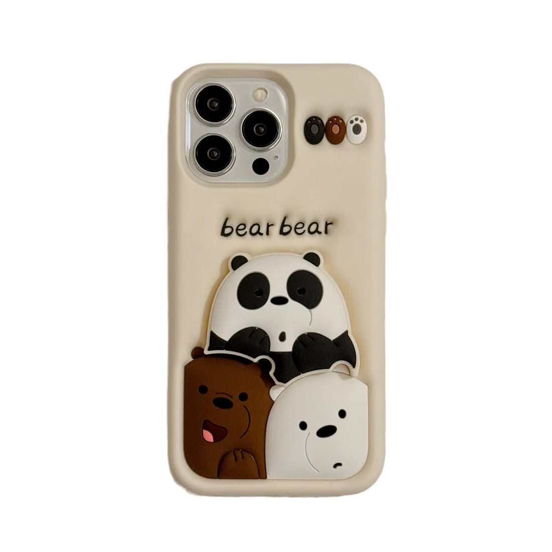 3D Cute Bear Teddy Cartoon Cool Case  With Pop Phone Holder For Panda Lover