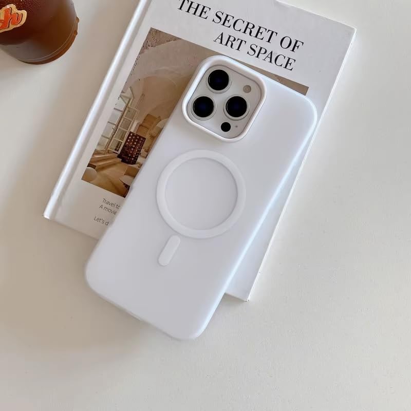 Detachable 2-in-1 Ultra-Hybrid Translusent Neon Back Case Magnetic Magsafe Charging Compatible Pastel Slim Cover - White