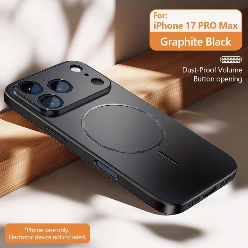 Premium Matte AG Glass Converter Case to iPhone 17 Pro Max, Aesthetic MagSafe Converter Back Cover (Black Titanium)