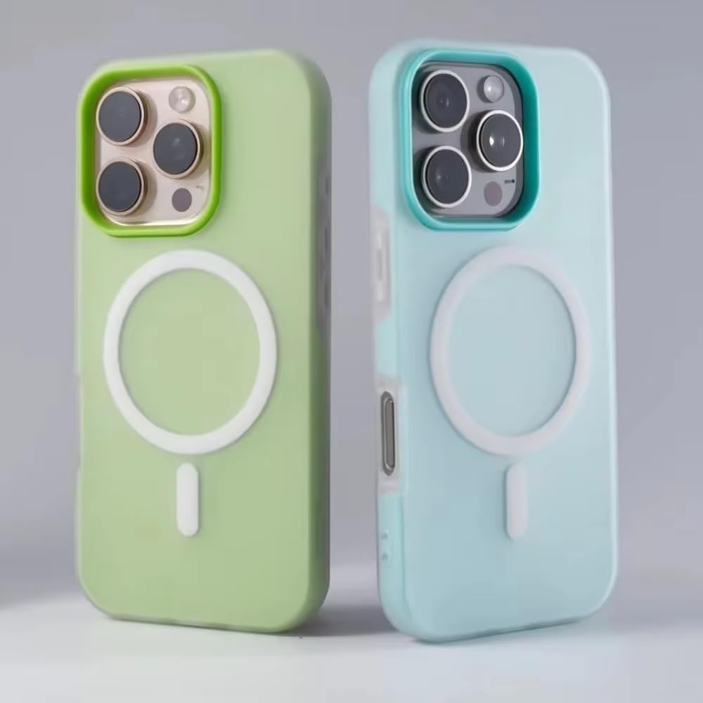 Detachable 2-in-1 Ultra-Hybrid Translusent Neon Back Case Magnetic Magsafe Charging Compatible Pastel Slim Cover - Green