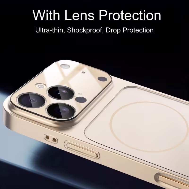 Premium Matte AG Glass Converter Case to iPhone 17 Pro Max, Aesthetic MagSafe Converter Back Cover (Light Gold)