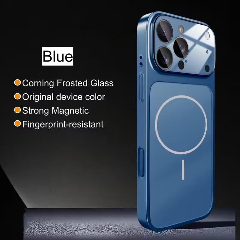 Premium Matte AG Glass Converter Case to iPhone 17 Pro Max, Aesthetic MagSafe Converter Back Cover (Deep Blue)