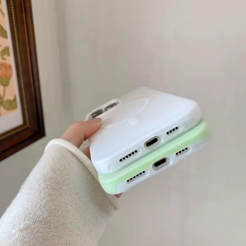 Detachable 2-in-1 Ultra-Hybrid Translusent Neon Back Case Magnetic Magsafe Charging Compatible Pastel Slim Cover - White