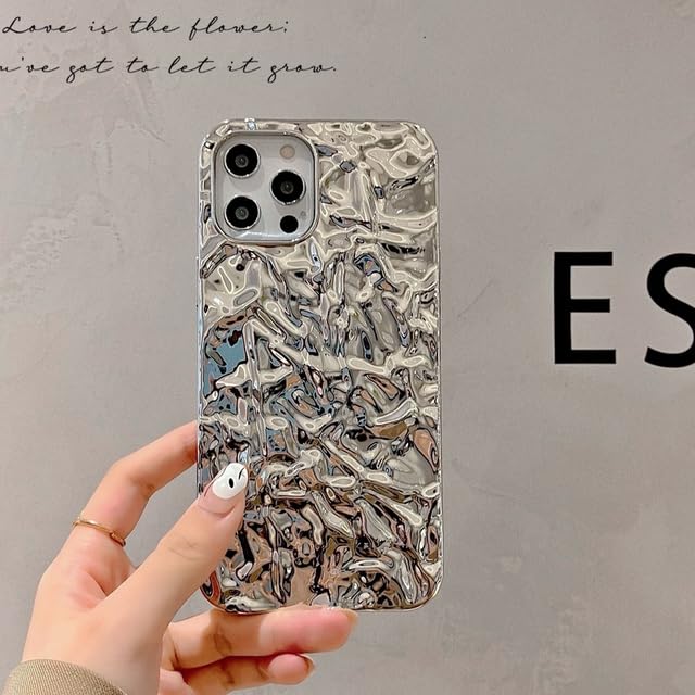 3D Foil Pleated Designer Wrinkle Glitter Sparkly Fashion Cover - Shinny Silver