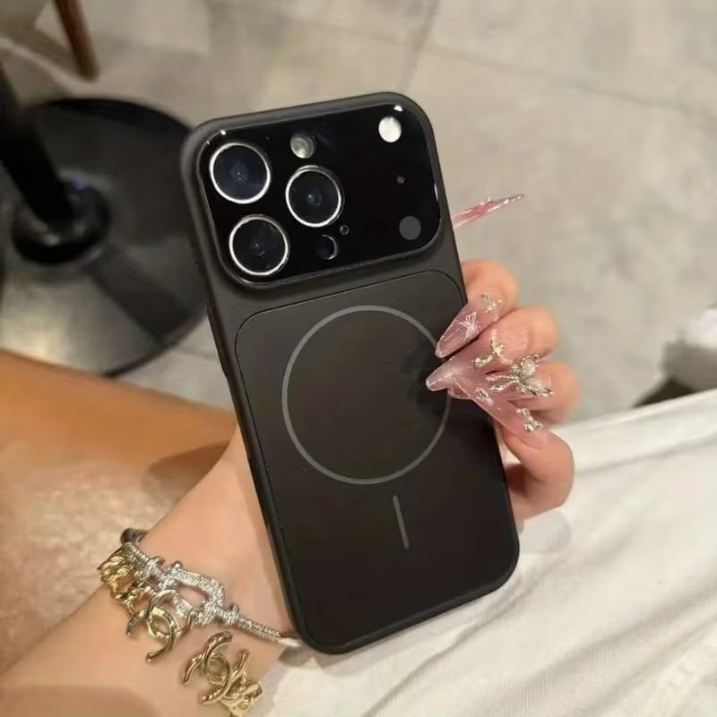 Premium Matte AG Glass Converter Case to iPhone 17 Pro Max, Aesthetic MagSafe Converter Back Cover (Black Titanium)