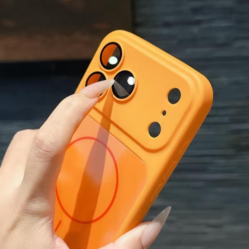 Premium Matte AG Glass Converter Case to iPhone 17 Pro Max, Aesthetic MagSafe Converter Back Cover (Cosmic Orange)