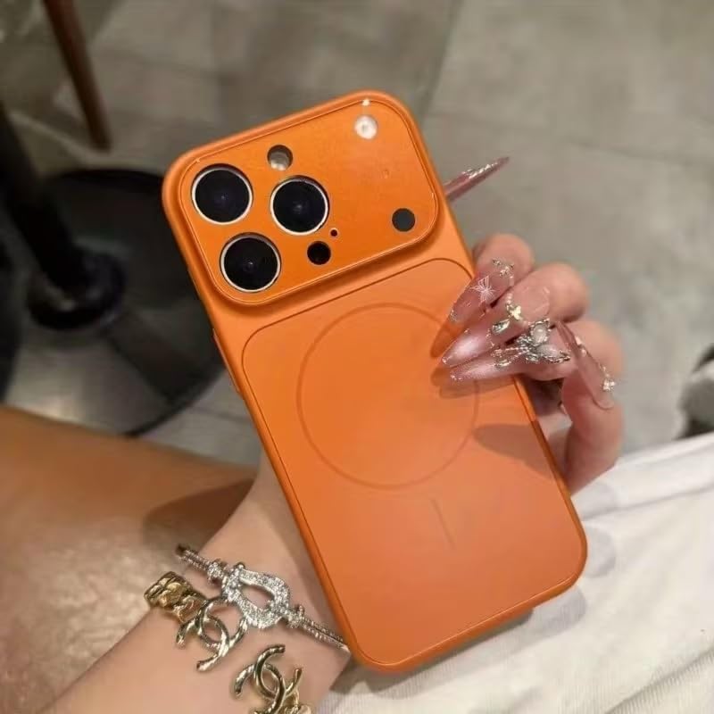 Premium Matte AG Glass Converter Case to iPhone 17 Pro Max, Aesthetic MagSafe Converter Back Cover (Cosmic Orange)