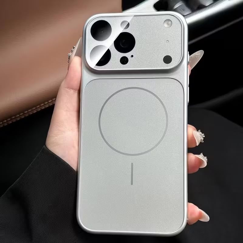 Premium Matte AG Glass Converter Case to iPhone 17 Pro Max, Aesthetic MagSafe Converter Back Cover (Silver Titanium)