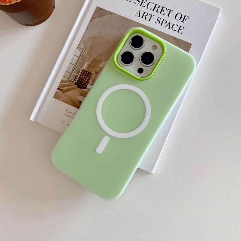 Detachable 2-in-1 Ultra-Hybrid Translusent Neon Back Case Magnetic Magsafe Charging Compatible Pastel Slim Cover - Green
