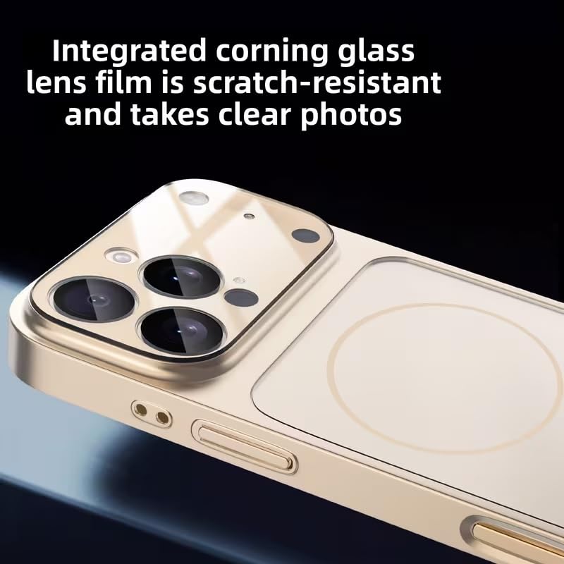 Premium Matte AG Glass Converter Case to iPhone 17 Pro Max, Aesthetic MagSafe Converter Back Cover (Light Gold)