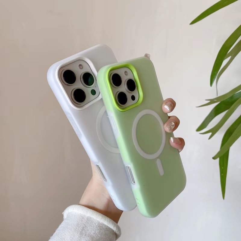 Detachable 2-in-1 Ultra-Hybrid Translusent Neon Back Case Magnetic Magsafe Charging Compatible Pastel Slim Cover - Green