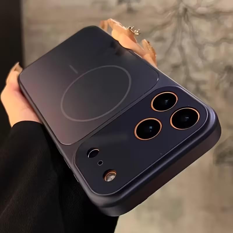 Premium Matte AG Glass Converter Case to iPhone 17 Pro Max, Aesthetic MagSafe Converter Back Cover (Deep Blue)