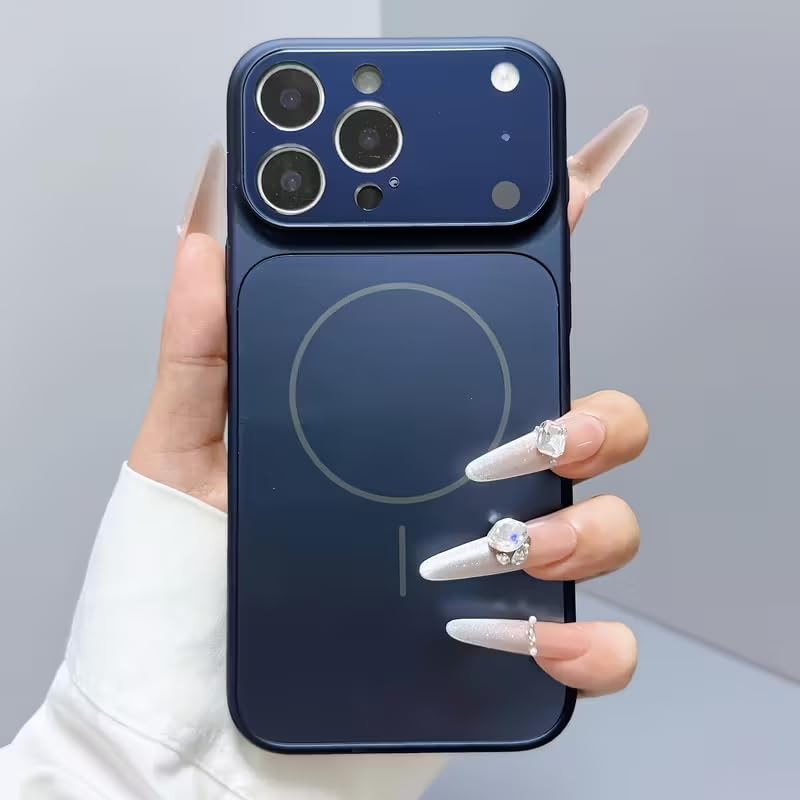 Premium Matte AG Glass Converter Case to iPhone 17 Pro Max, Aesthetic MagSafe Converter Back Cover (Deep Blue)