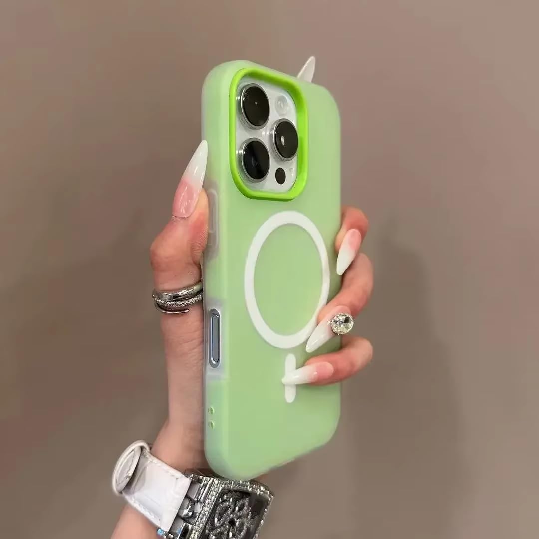 Detachable 2-in-1 Ultra-Hybrid Translusent Neon Back Case Magnetic Magsafe Charging Compatible Pastel Slim Cover - Green