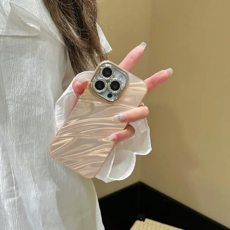 Hot Diamond Laser Gradient Glitter Camera Lens Protection Colorful Phone Shell Rose Gold Case