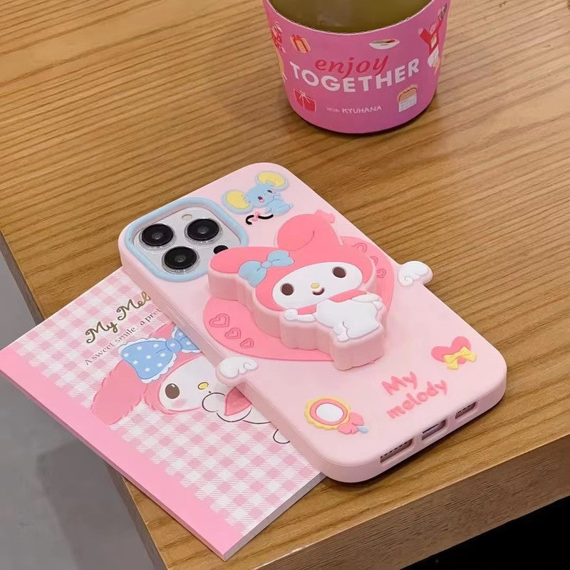 Cute 3D My Melody Cinnamoroll Cartoon Adorable Kitty Pink Bunny Pop Case