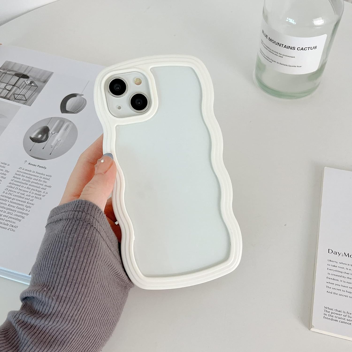 3D Curly Wave TPU Transparent Colorful Frame Bumper Case