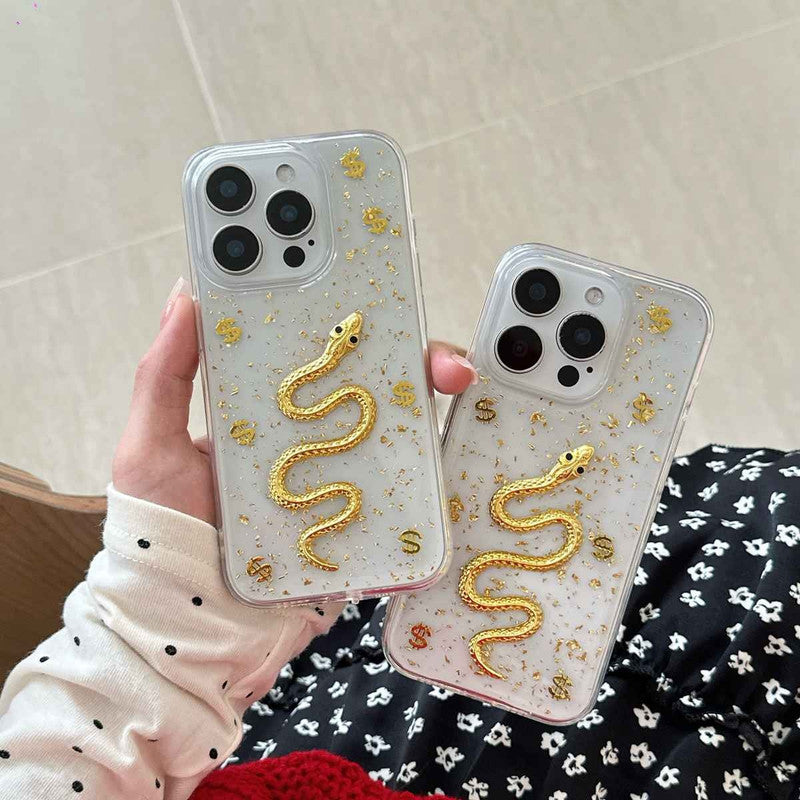 3D Luxury Snake Dollar Resin Translucent Cute Hard Epoxy Shimmer Art Sparkle Princess Phone Case