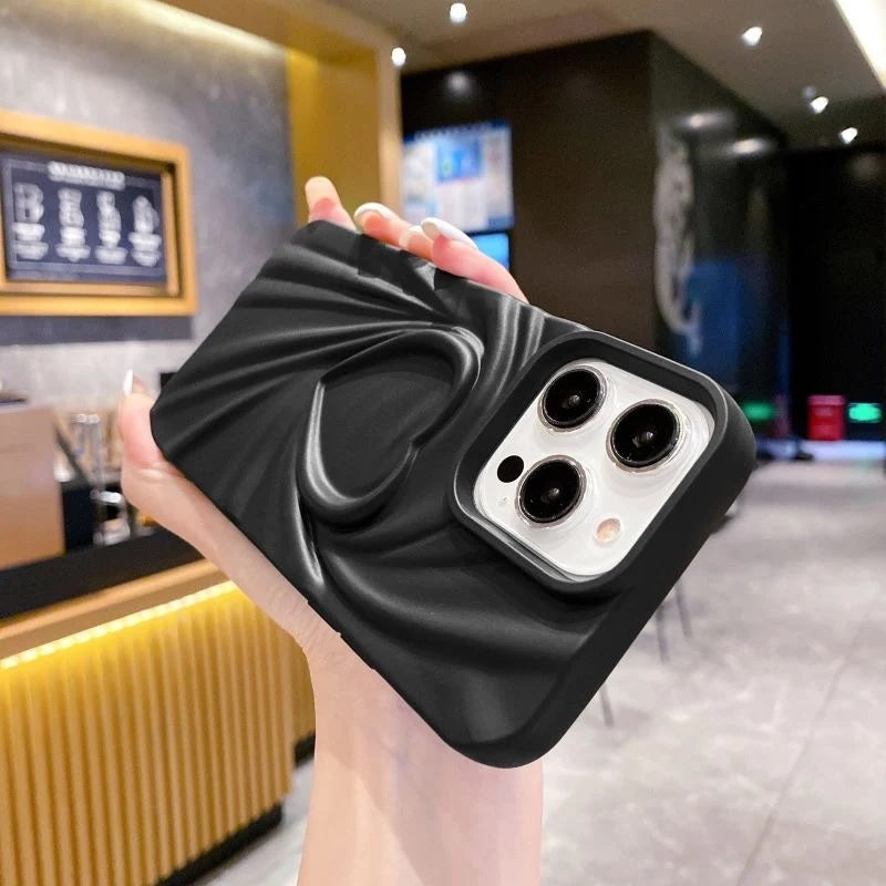 3D Heart Shape Design Embossed Wrinkle Cute Silk Pattern Silicone Fashion Aesthetic Cover