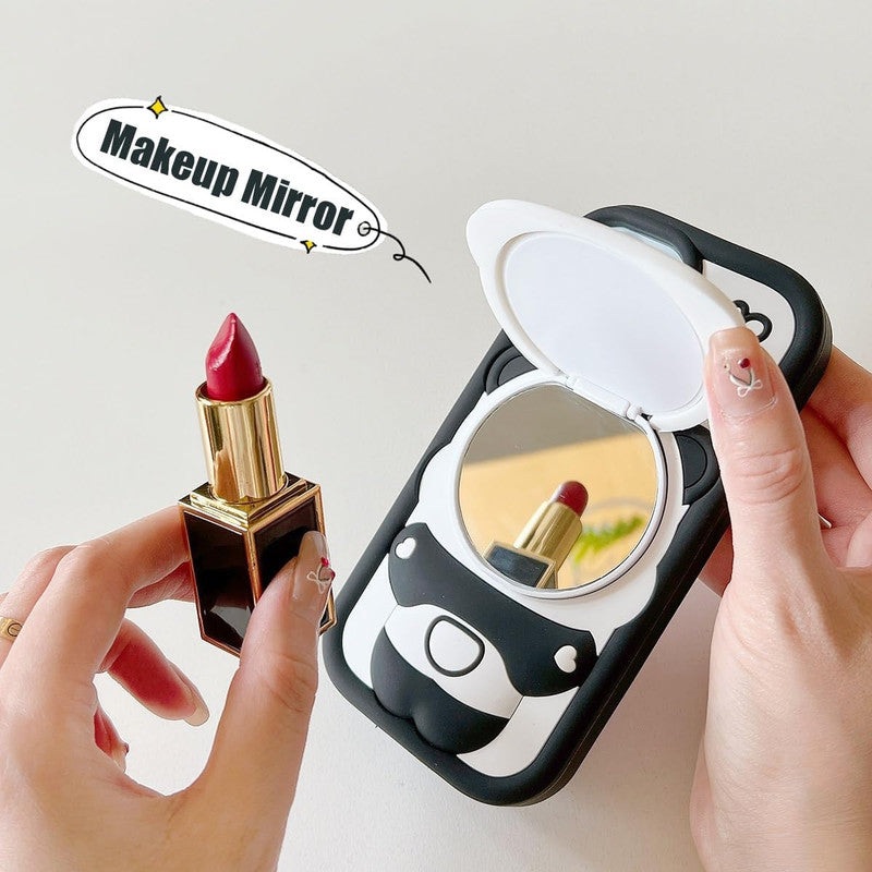 3D Panda Makeup Mirror Cartoon Cute Bear Love with Phone Stand Holder