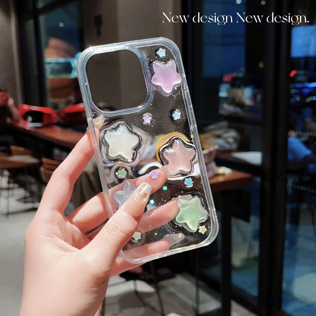 Luxury Translucent Colorful Cute Stars Resin Phone Case