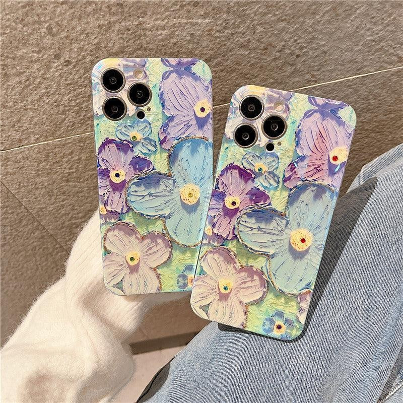 Butterfly Colorful Retro Oil Ink Painting Flower Floral Design Aesthetic Case