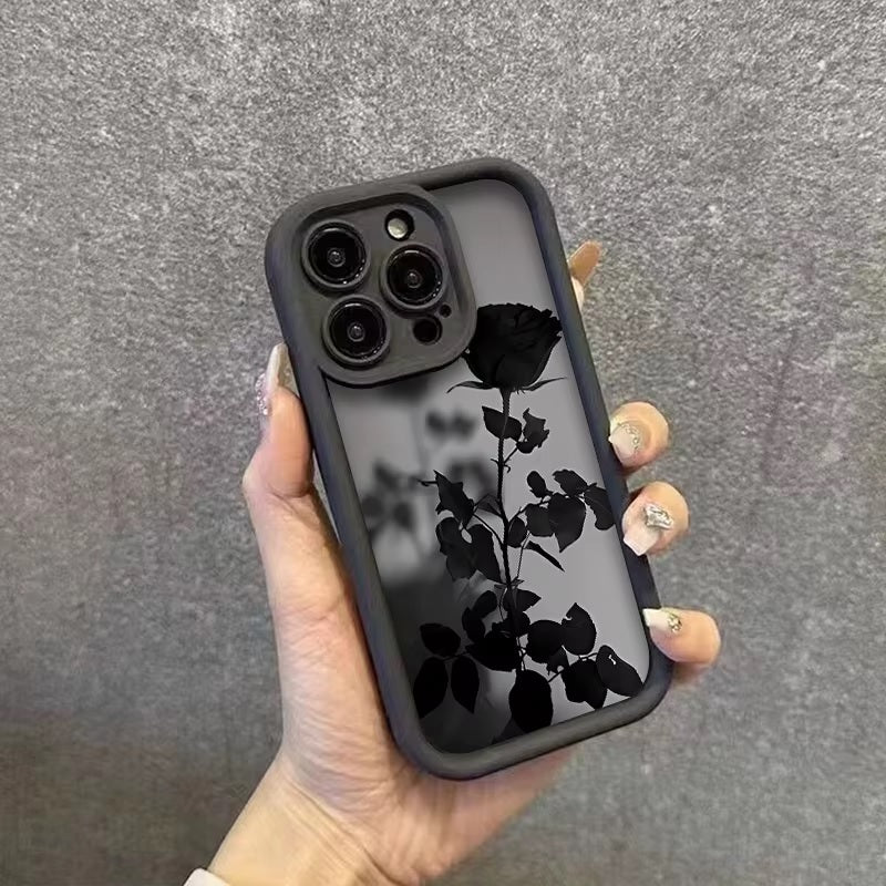 3D Black Dark Rose Minimalist Shadow Floral Cute Design Aesthetic Print Cover