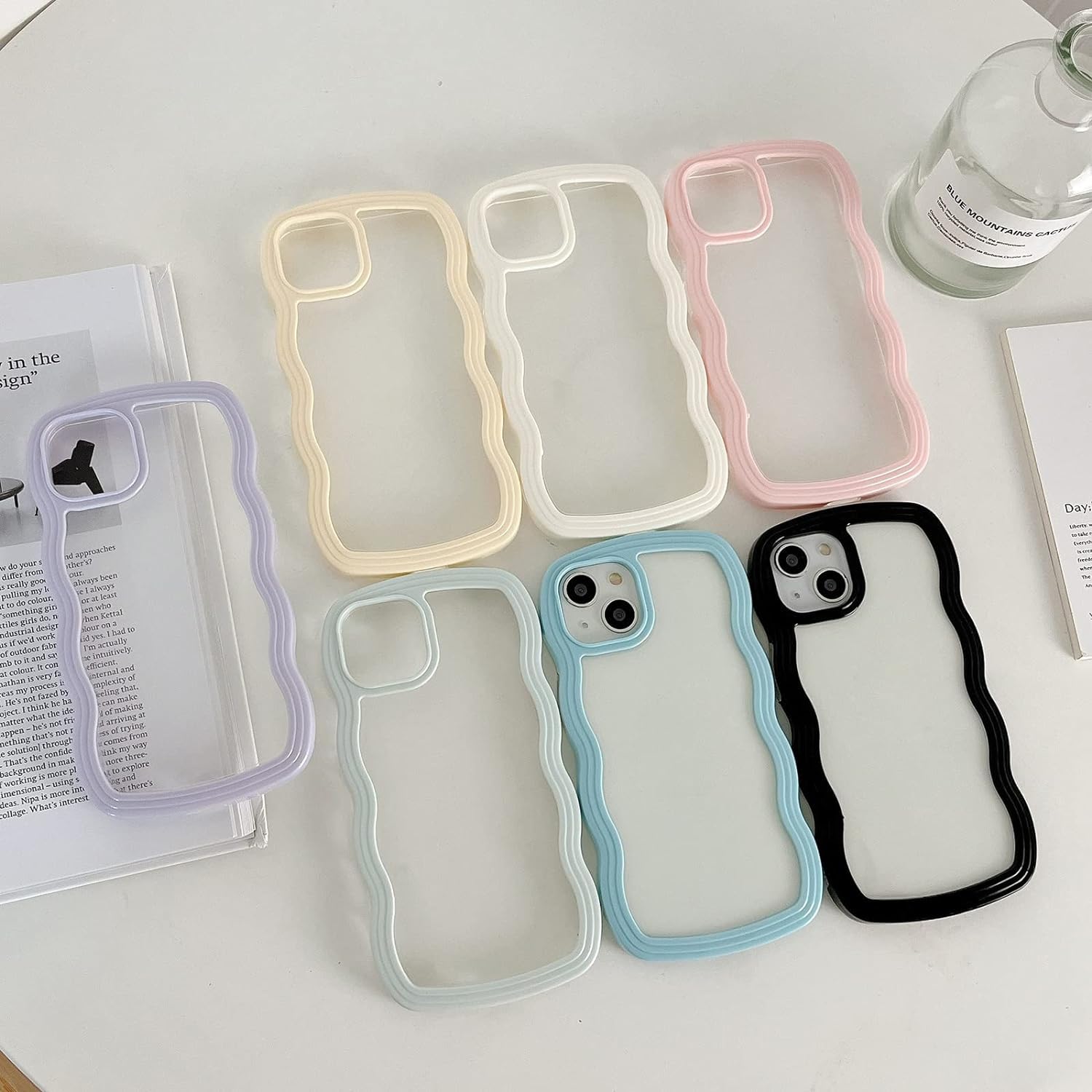 3D Curly Wave TPU Transparent Colorful Frame Bumper Case