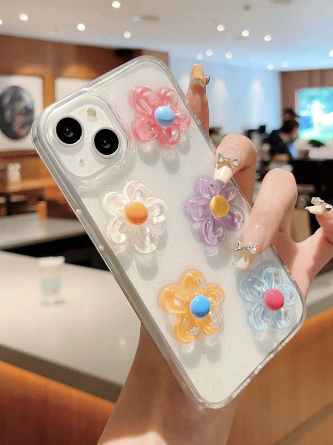 Luxury Translucent Floral Pastel Flower Resin Phone Case