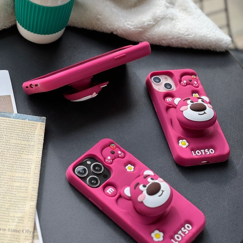 3D Cartoon LOTSO Bear Huggin Strawberry Toy Story Walt Case with Holder