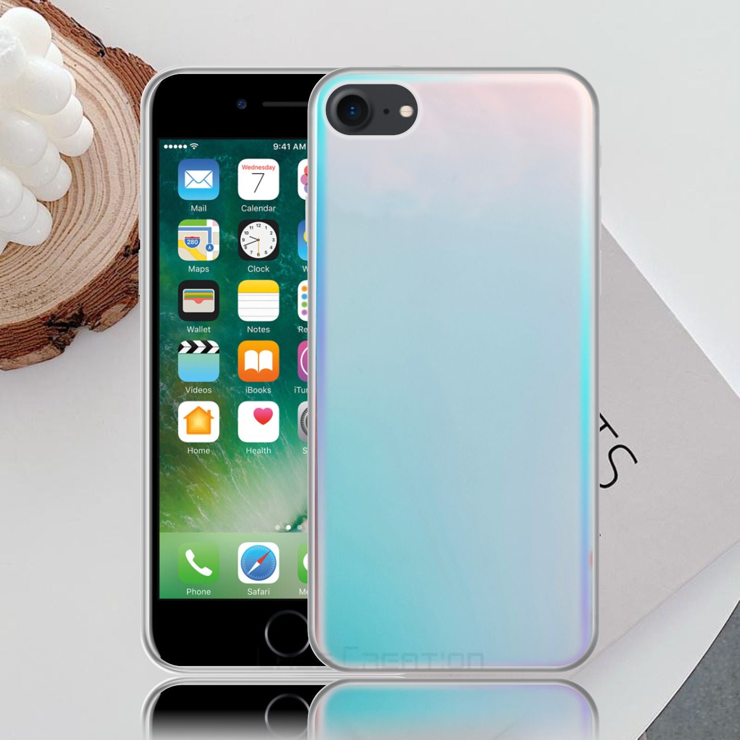 Holographic Clear Super Slim Apple 3D Color Changing Fashion Cool Reflective Hard Back Cover