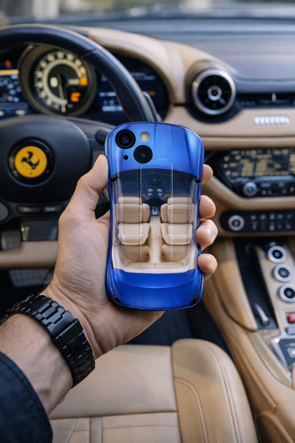 Premium Luxury Super Sports Car Phone Case Automotive Curvy 3D Racing Back Cover For Car Enthusiast - Mist Blue