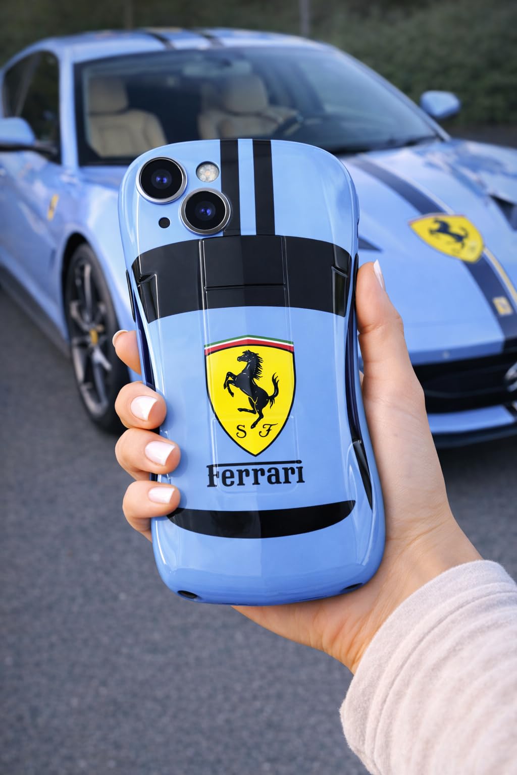 Premium Luxury Super Sports Car Phone Case Automotive Curvy 3D Racing Back Cover For Car Enthusiast - Blue