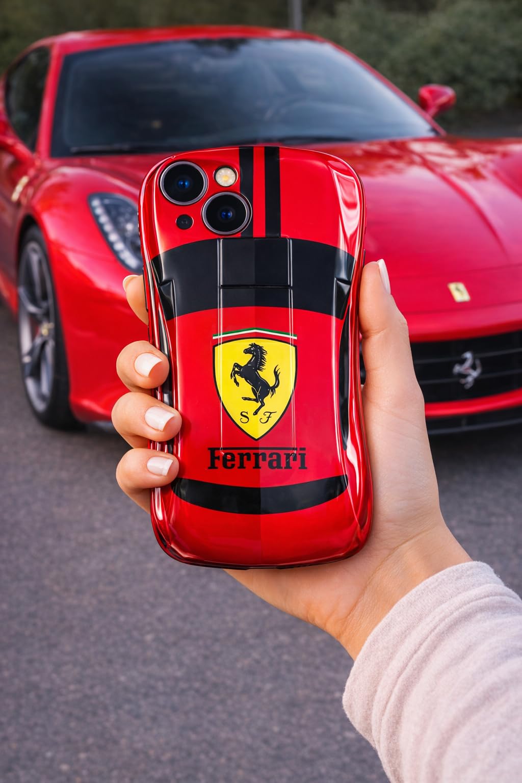 Premium Luxury Super Sports Car Phone Case Automotive Curvy 3D Racing Back Cover For Car Enthusiast - Speed Red