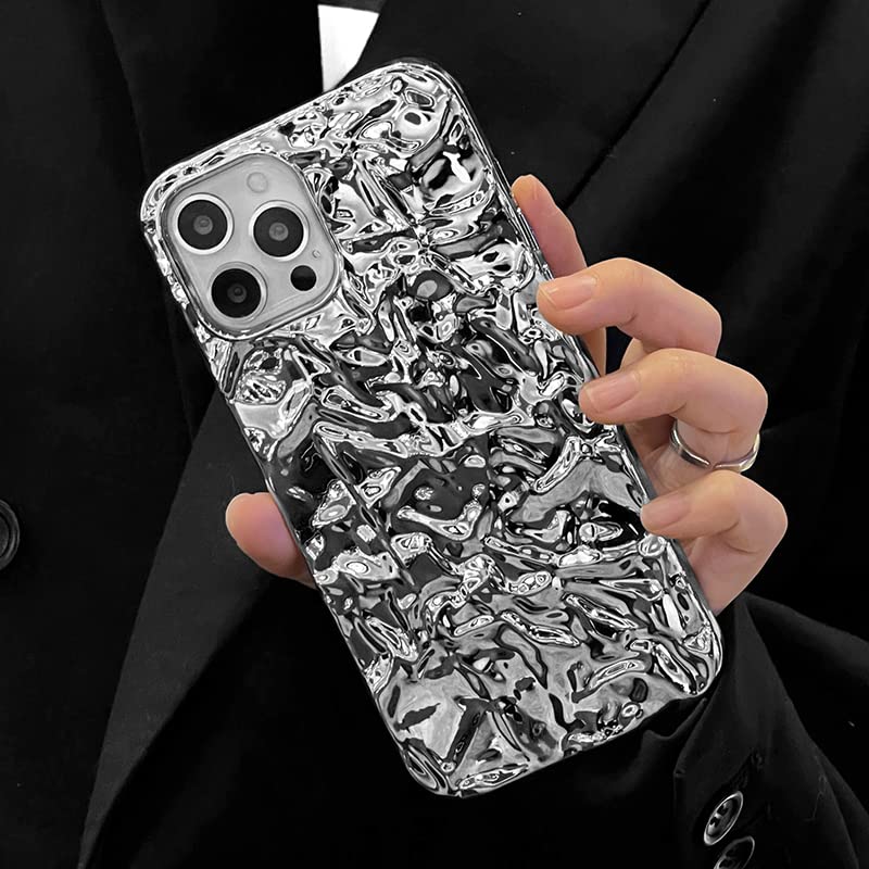 3D Foil Pleated Designer Wrinkle Glitter Sparkly Fashion Cover - Shinny Silver
