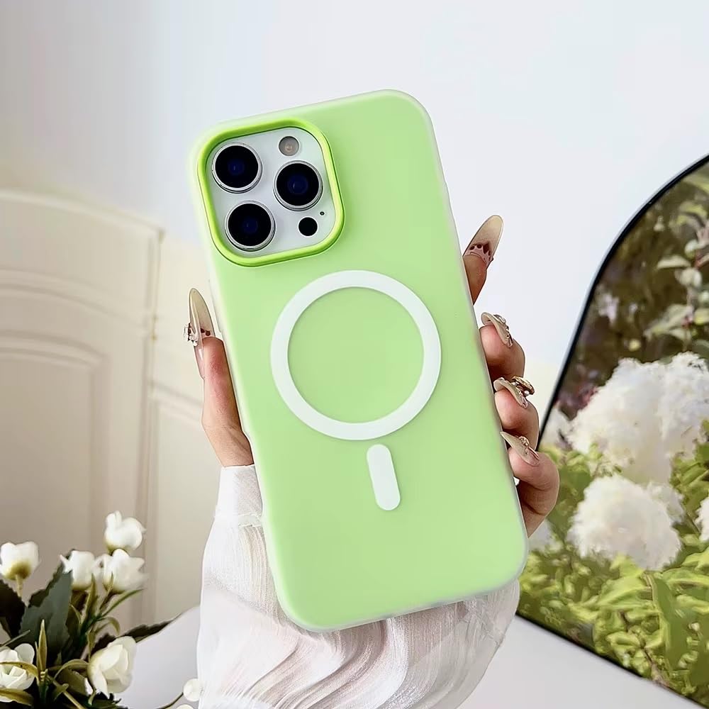 Detachable 2-in-1 Ultra-Hybrid Translusent Neon Back Case Magnetic Magsafe Charging Compatible Pastel Slim Cover - Green