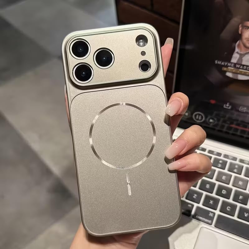 Premium Matte AG Glass Converter Case to iPhone 17 Pro Max, Aesthetic MagSafe Converter Back Cover (Steel Gray)