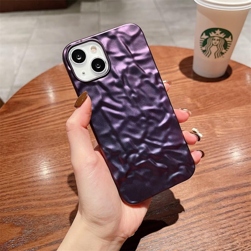 3D Foil Pleated Designer Wrinkle Glitter Sparkly Fashion Cover - Shinny Purple
