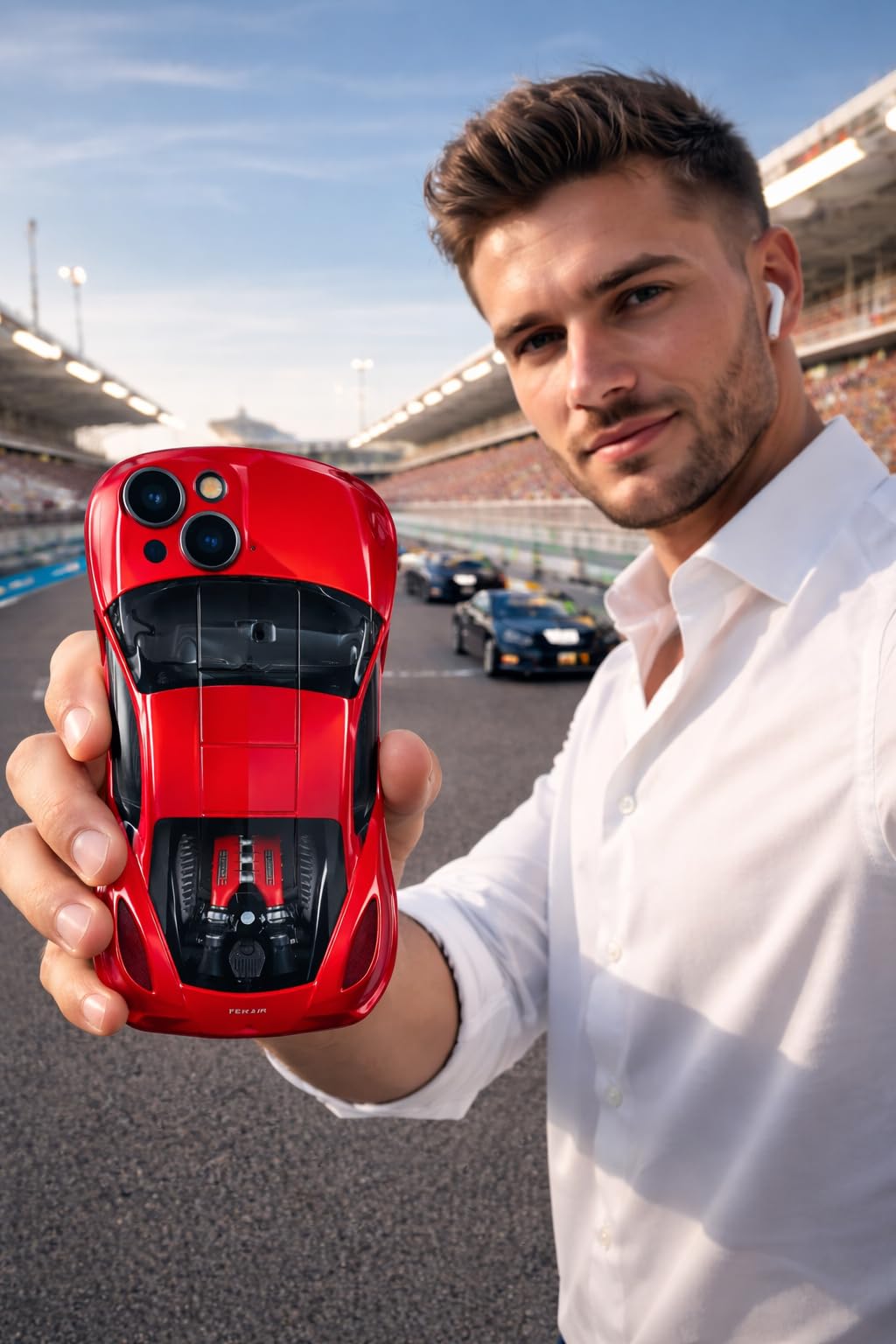 Premium Luxury Super Sports Car Phone Case Automotive Curvy 3D Racing Back Cover For Car Enthusiast - Shine Red