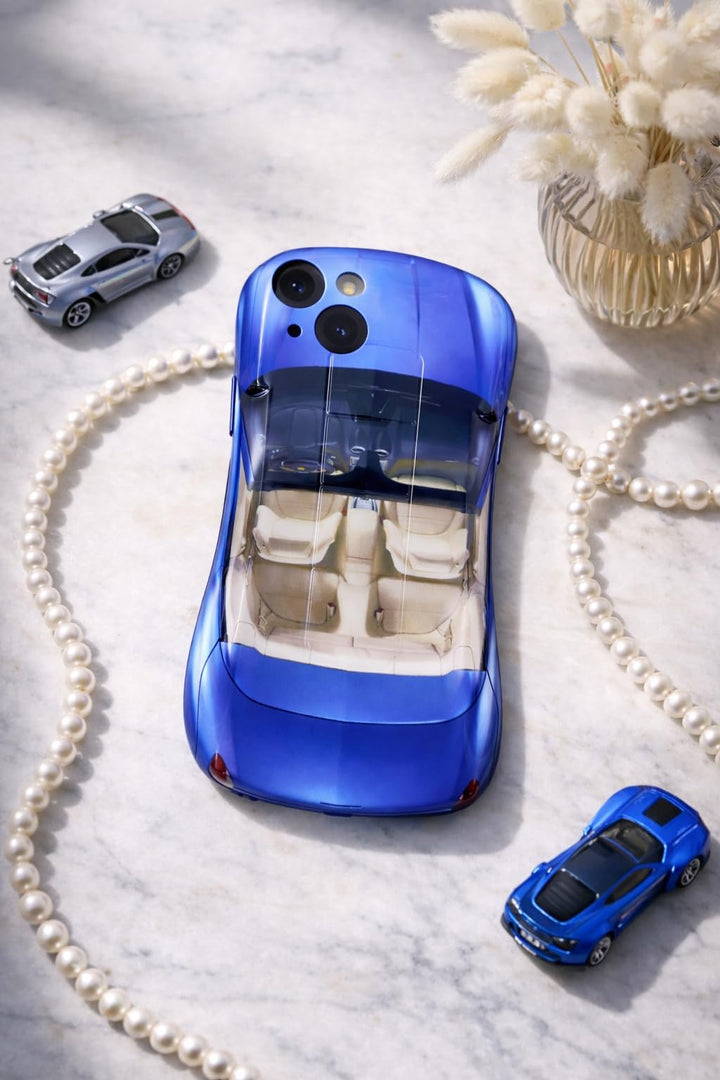 Premium Luxury Super Sports Car Phone Case Automotive Curvy 3D Racing Back Cover For Car Enthusiast - Mist Blue