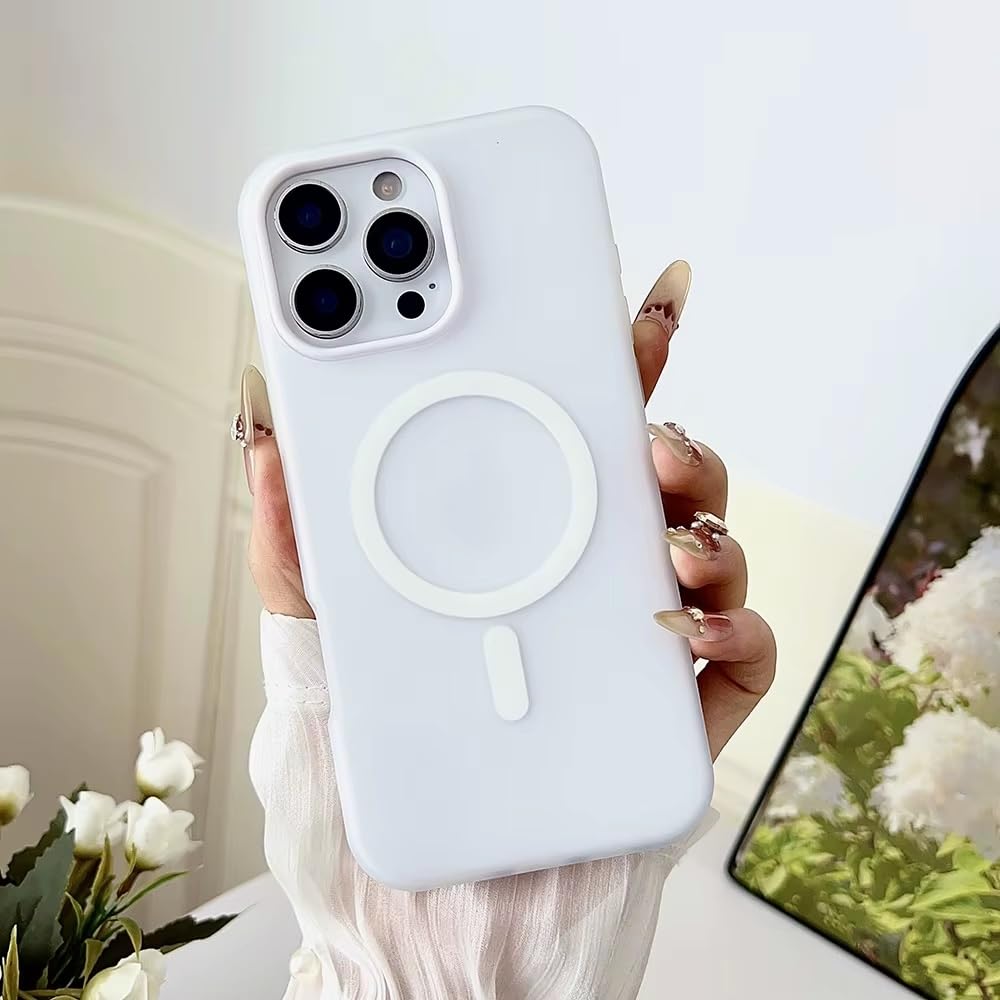 Detachable 2-in-1 Ultra-Hybrid Translusent Neon Back Case Magnetic Magsafe Charging Compatible Pastel Slim Cover - White