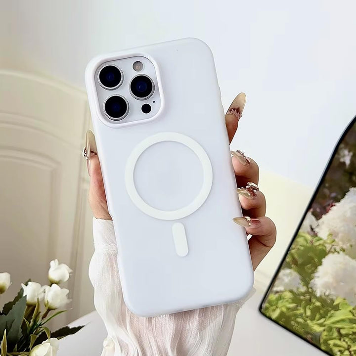 Detachable 2-in-1 Ultra-Hybrid Translusent Neon Back Case Magnetic Magsafe Charging Compatible Pastel Slim Cover - White