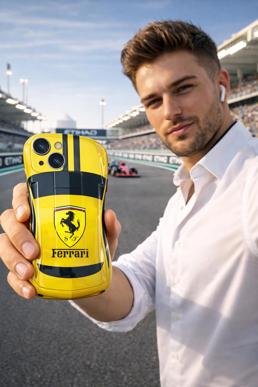 Premium Luxury Super Sports Car Phone Case Automotive Curvy 3D Racing Back Cover For Car Enthusiast - Speed Yellow